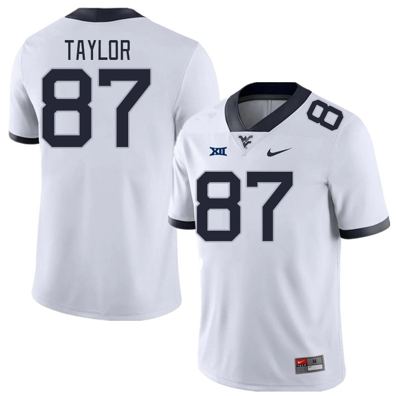 West Virginia Mountaineers #87 Kole Taylor College Football Jerseys Stitched Sale-White